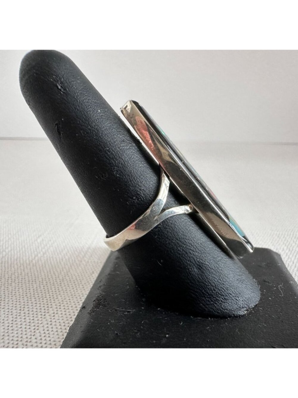Zuni Sterling Silver Galaxy Mosaic Inlay Ring Size 8.5 - Picture 2 of 6